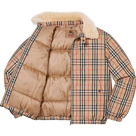 supreme burberry pricing|supreme x burberry puffer jacket.